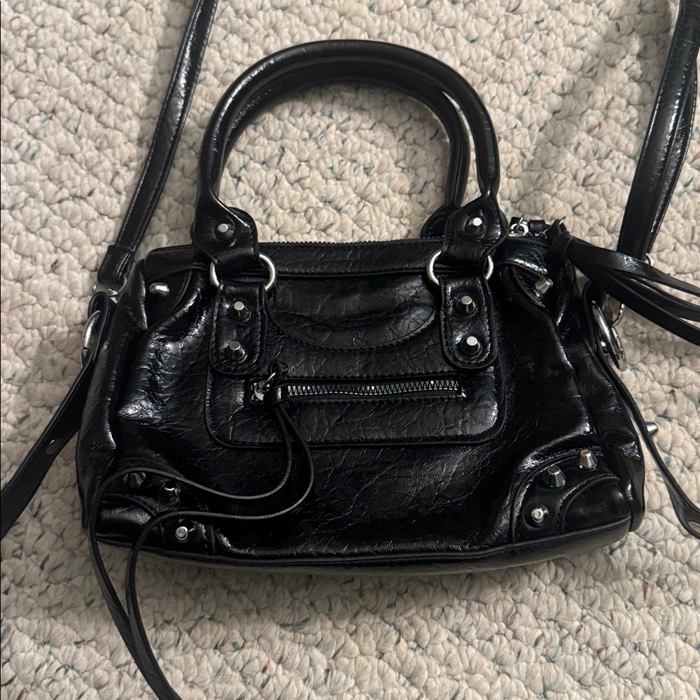 Mini Moto Patent Leather Handbag - Picture 2 of 6